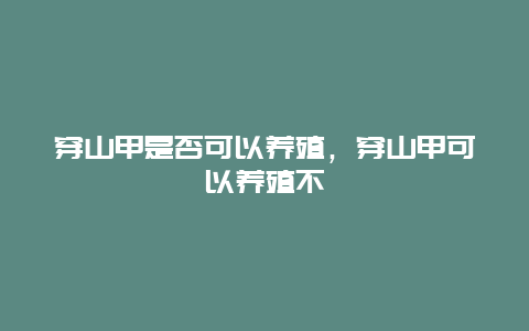 穿山甲是否可以养殖，穿山甲可以养殖不