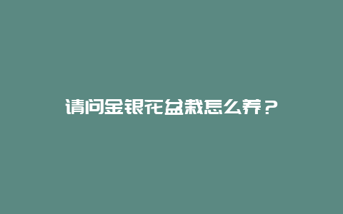 请问金银花盆栽怎么养？