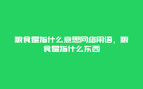 粮食是指什么意思网络用语，粮食是指什么东西