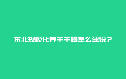 东北规模化养羊羊圈怎么建设？