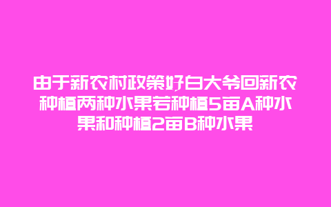 由于新农村政策好白大爷回新农种植两种水果若种植5亩A种水果和种植2亩B种水果