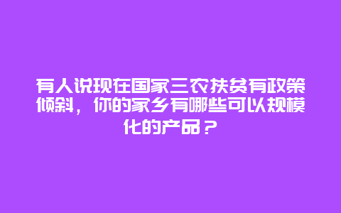 有人说现在国家三农扶贫有政策倾斜，你的家乡有哪些可以规模化的产品？