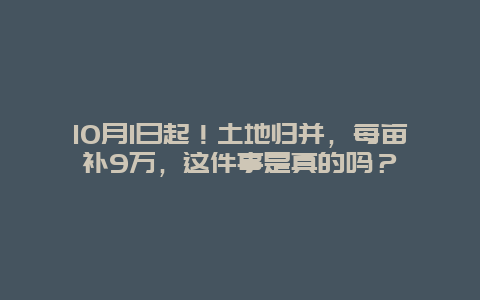 10月1日起！土地归并，每亩补9万，这件事是真的吗？