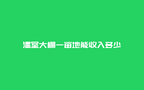 温室大棚一亩地能收入多少