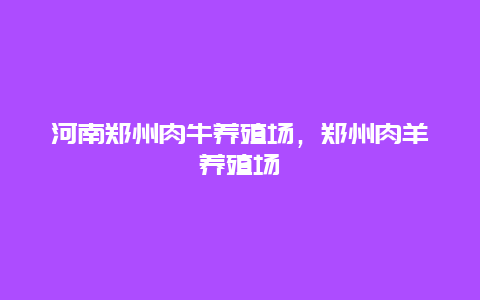 河南郑州肉牛养殖场，郑州肉羊养殖场