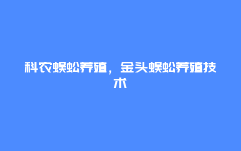 科农蜈蚣养殖，金头蜈蚣养殖技术