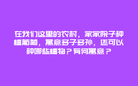 在我们这里的农村，家家院子种植葡萄，寓意多子多孙，还可以种哪些植物？有何寓意？