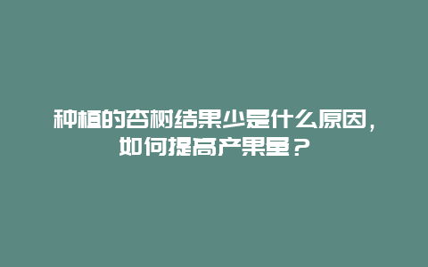 种植的杏树结果少是什么原因，如何提高产果量？