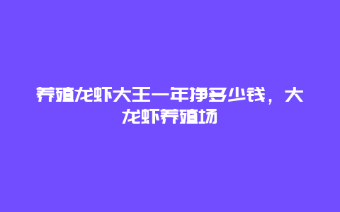 养殖龙虾大王一年挣多少钱，大龙虾养殖场