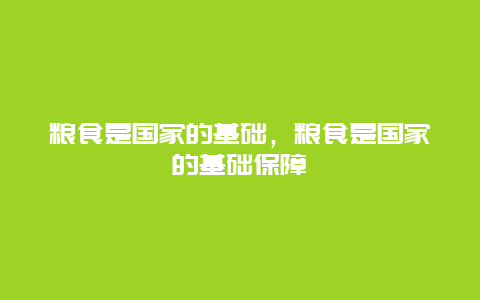 粮食是国家的基础，粮食是国家的基础保障