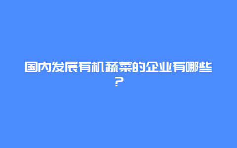 国内发展有机蔬菜的企业有哪些？