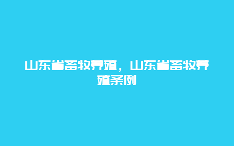 山东省畜牧养殖，山东省畜牧养殖条例