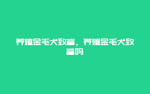 养殖金毛犬致富，养殖金毛犬致富吗