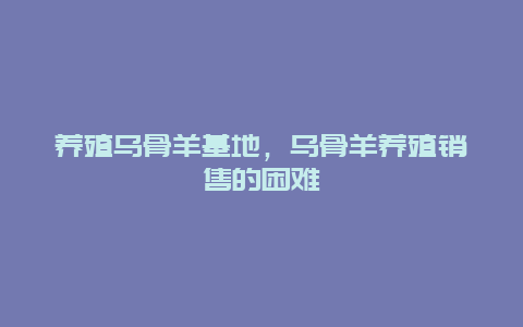 养殖乌骨羊基地，乌骨羊养殖销售的困难