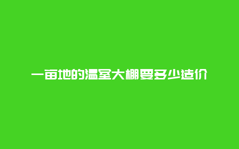 一亩地的温室大棚要多少造价