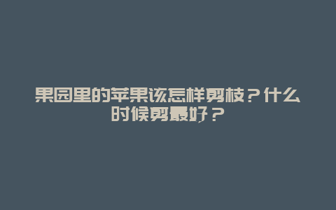 果园里的苹果该怎样剪枝？什么时候剪最好？