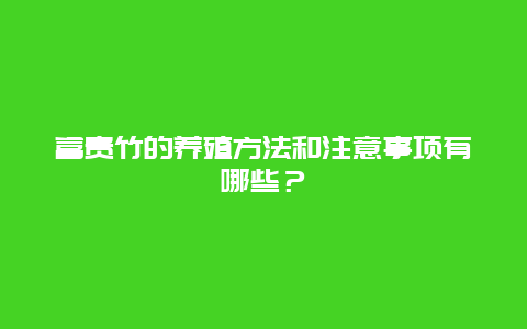 富贵竹的养殖方法和注意事项有哪些？