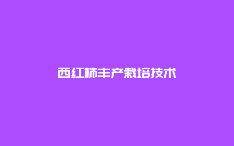 西红柿丰产栽培技术