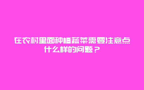 在农村里面种植蔬菜需要注意点什么样的问题？