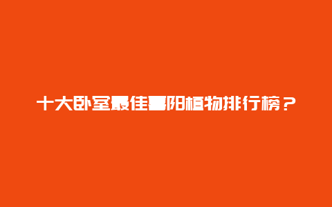 十大卧室最佳喜阳植物排行榜？