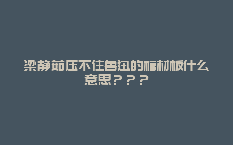 梁静茹压不住鲁迅的棺材板什么意思？？？