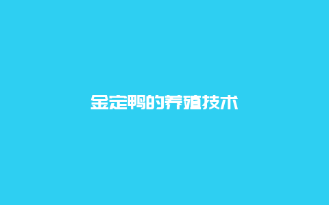 金定鸭的养殖技术