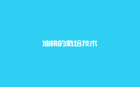 油桃的栽培技术