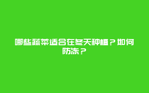 哪些蔬菜适合在冬天种植？如何防冻？