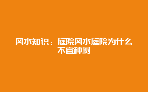 风水知识：庭院风水庭院为什么不宜种树