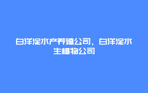 白洋淀水产养殖公司，白洋淀水生植物公司