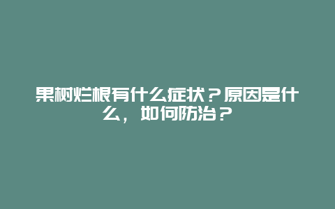 果树烂根有什么症状？原因是什么，如何防治？