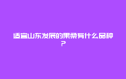 适宜山东发展的果桑有什么品种？