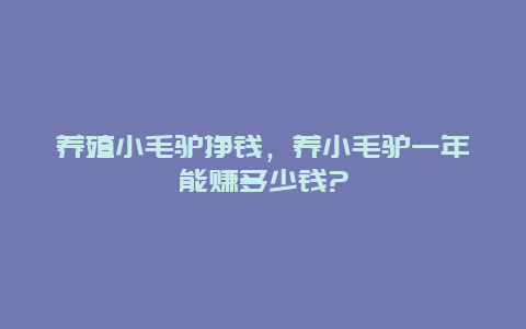 养殖小毛驴挣钱，养小毛驴一年能赚多少钱?