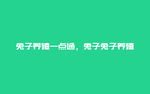 兔子养殖一点通，兔子兔子养殖