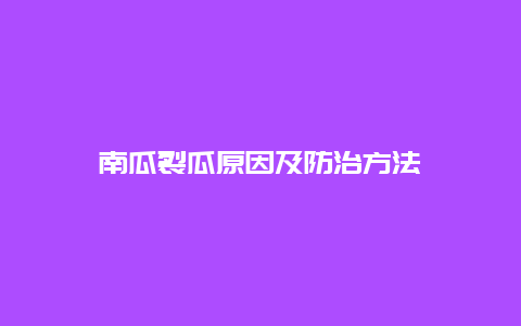 南瓜裂瓜原因及防治方法