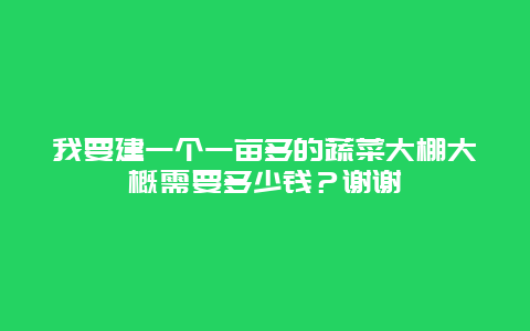 我要建一个一亩多的蔬菜大棚大概需要多少钱？谢谢