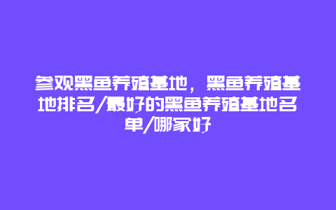 参观黑鱼养殖基地，黑鱼养殖基地排名/最好的黑鱼养殖基地名单/哪家好