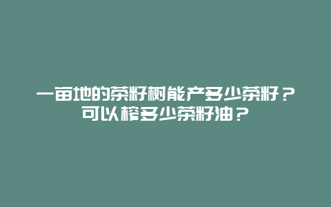 一亩地的茶籽树能产多少茶籽？可以榨多少茶籽油？