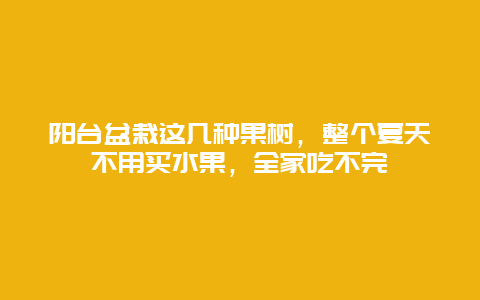 阳台盆栽这几种果树，整个夏天不用买水果，全家吃不完