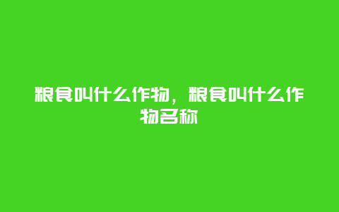 粮食叫什么作物，粮食叫什么作物名称