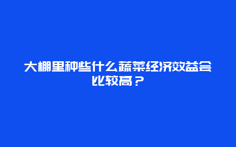 大棚里种些什么蔬菜经济效益会比较高？