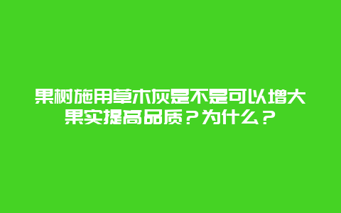 果树施用草木灰是不是可以增大果实提高品质？为什么？