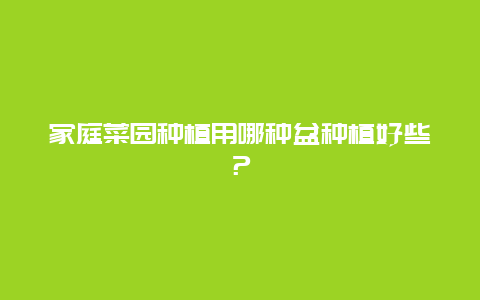 家庭菜园种植用哪种盆种植好些？