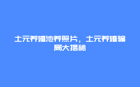 土元养殖池养照片，土元养殖骗局大揭秘