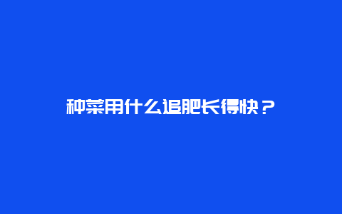 种菜用什么追肥长得快？