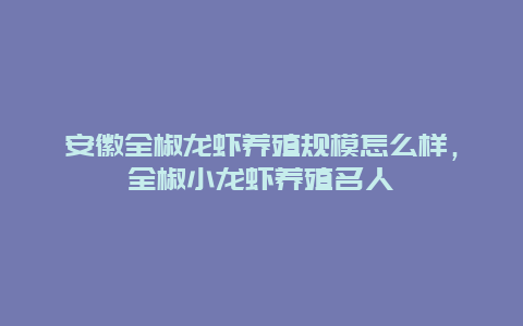 安徽全椒龙虾养殖规模怎么样，全椒小龙虾养殖名人