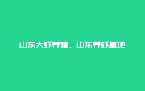 山东大虾养殖，山东养虾基地