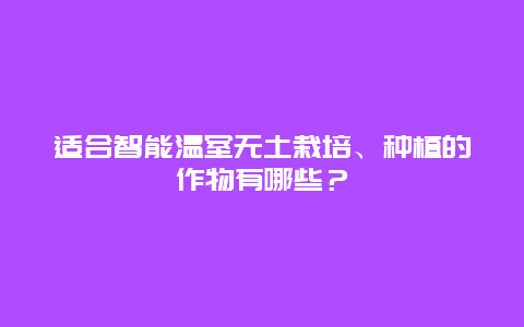 适合智能温室无土栽培、种植的作物有哪些？