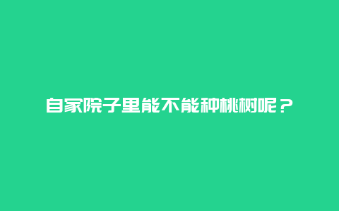 自家院子里能不能种桃树呢？