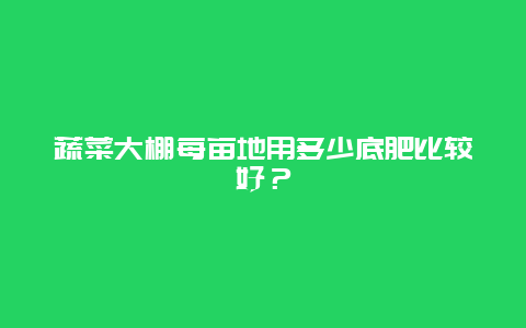 蔬菜大棚每亩地用多少底肥比较好？